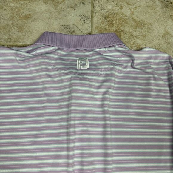 Footjoy Golf Polo Shirt Mens XL Striped Performance Short Sleeve Memorial - Picture 6 of 9
